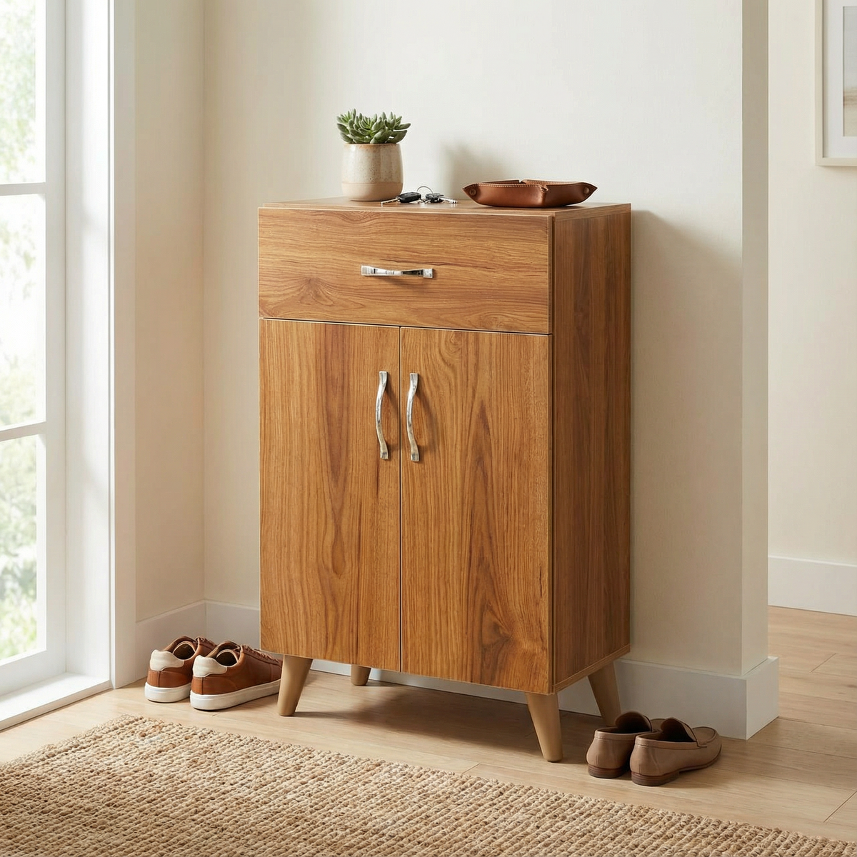 Meuble de Rangement  deux  portes avec tiroir marron 3p