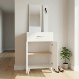 Ensemble Meuble d'Entrée Complet avec Miroir et Porte-Manteau blanc 3p
