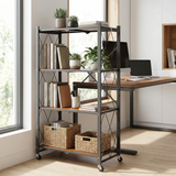 Étagère de Rangement 4 Niveaux sur Roulettes - Style Industriel
