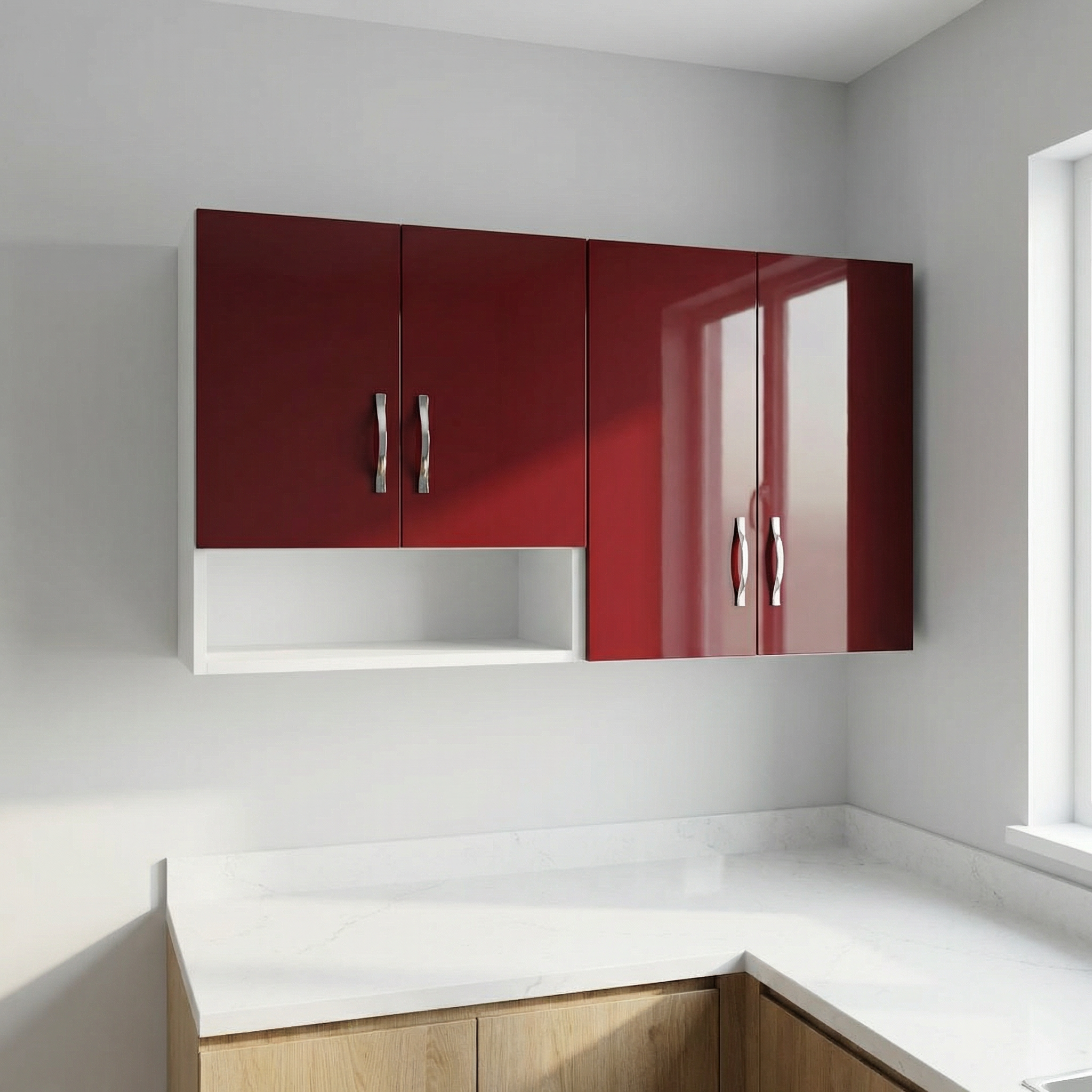 Pack Éléments de Cuisine Hauts avec niche ouvert : HIGH GLOSS