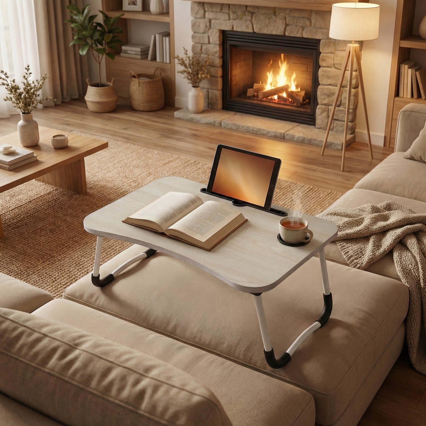 Table de Lit Pliante pour Ordinateur Portable (Blanc)