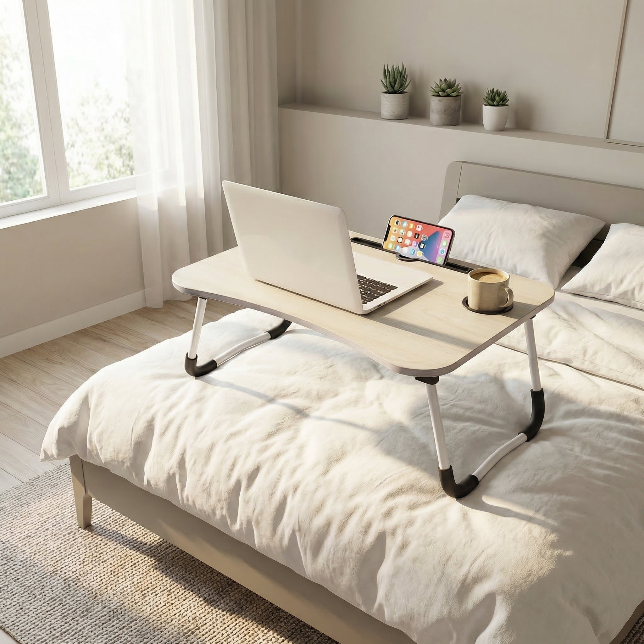 Table de Lit Pliante pour Ordinateur Portable (Blanc)