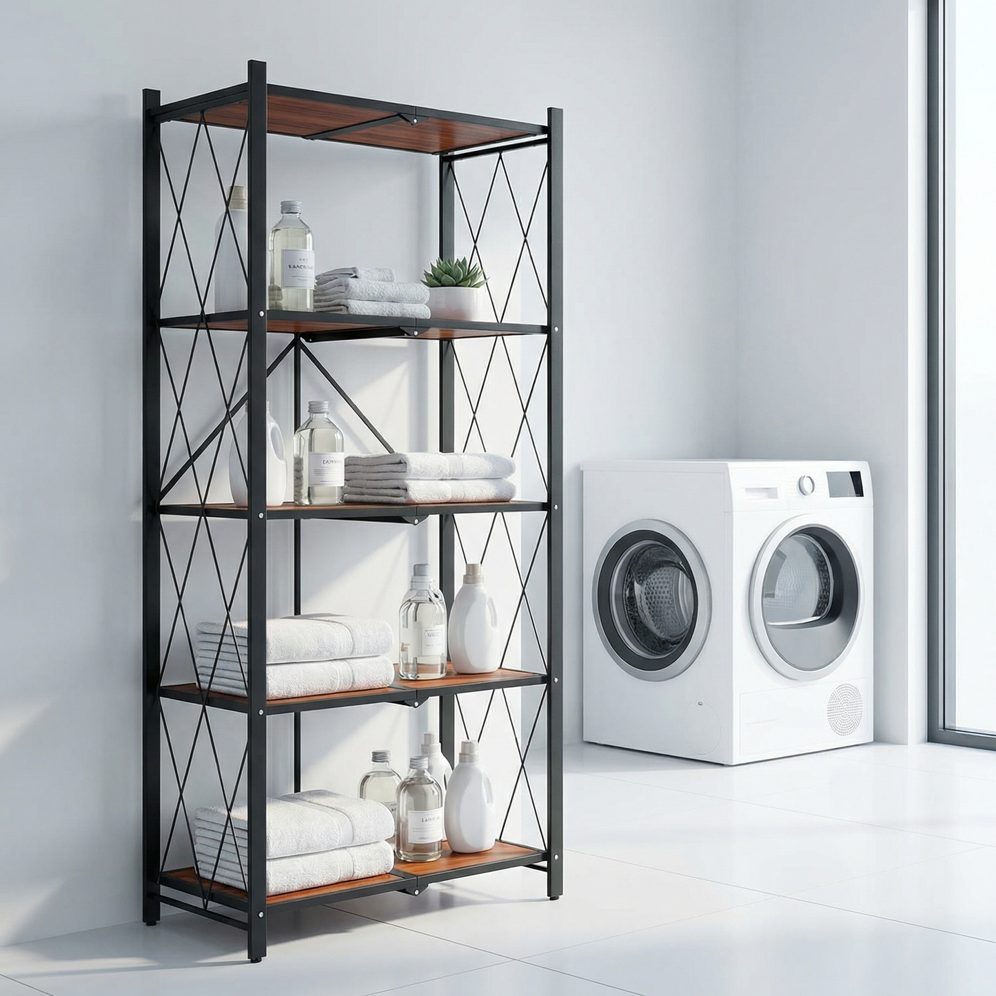 Étagère de Rangement 5 Niveaux sur Roulettes - Style Industriel