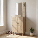 Ensemble Meuble d'Entrée Complet avec Miroir et Porte-Manteau beige 3p