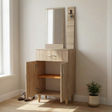 Ensemble Meuble d'Entrée Complet avec Miroir et Porte-Manteau beige 3p