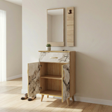 Ensemble Meuble d'Entrée Complet avec Miroir et Porte-Manteau marbré 3p