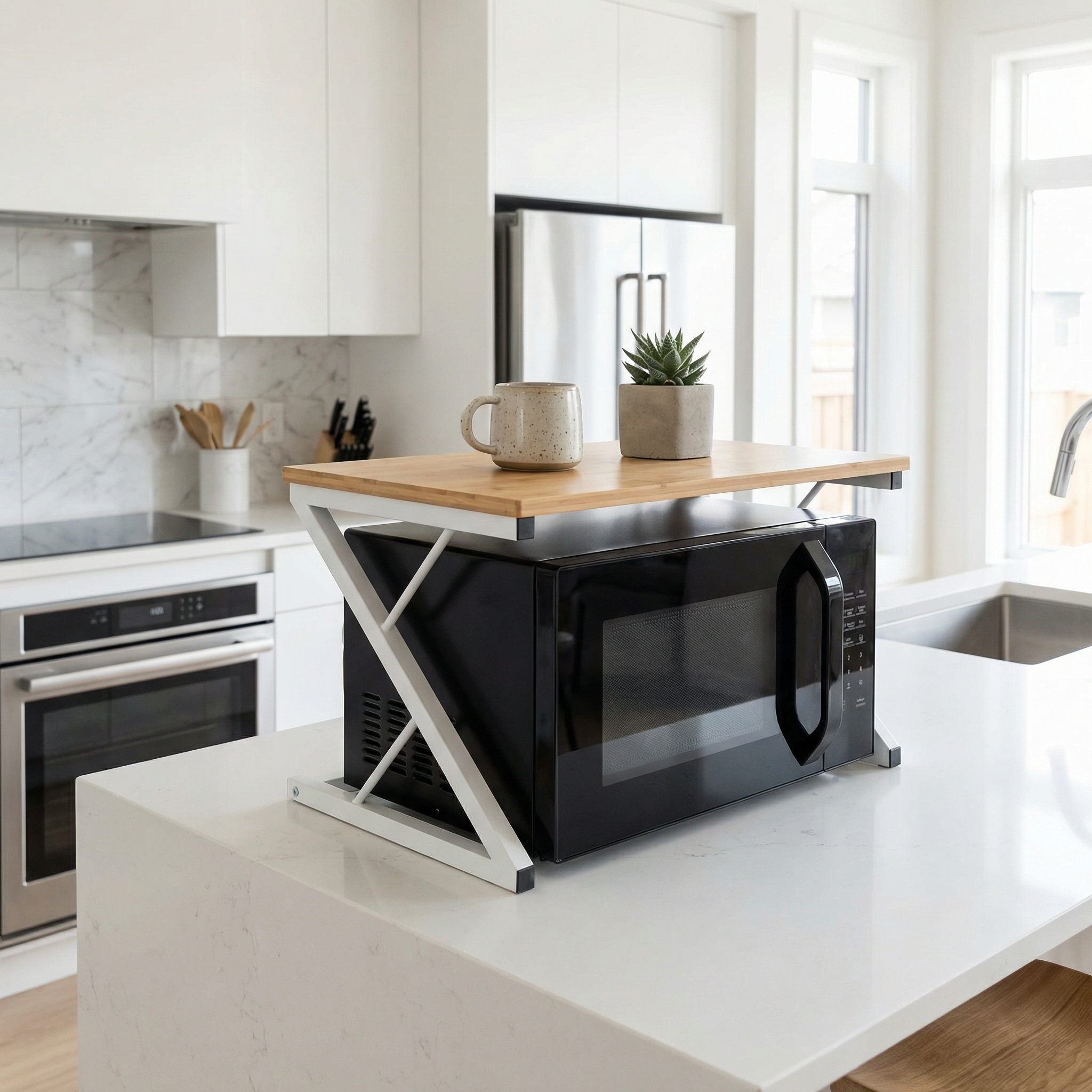 Étagère de Rangement pour Micro-ondes - Design Scandinave