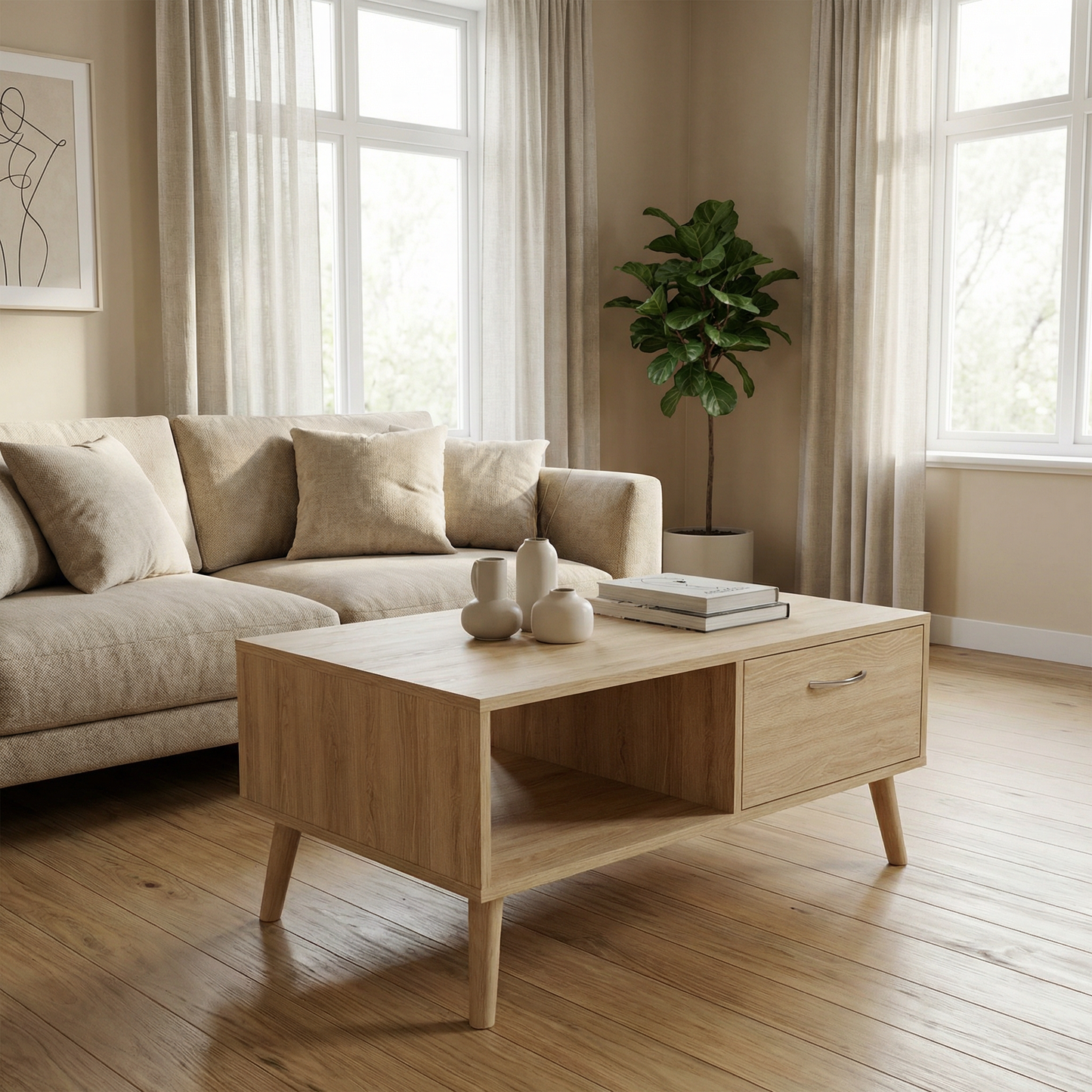 Table basse moderne avec tiroir
