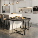 Lot de 2 Tables Basses Gigognes avec Rebords - Effet Marbre Noir