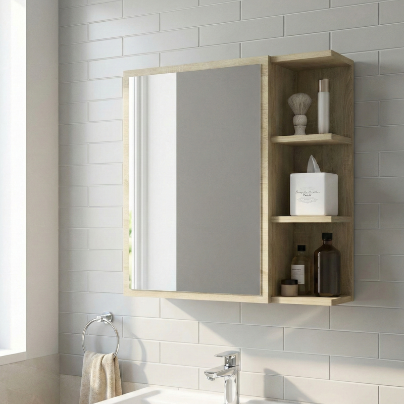 Armoire salle de bain avec Miroir et Rangements Latéraux