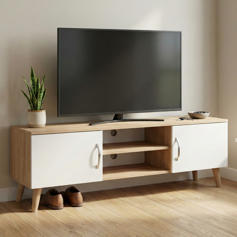 Meuble TV Moderne avec Rangements Mixtes L7