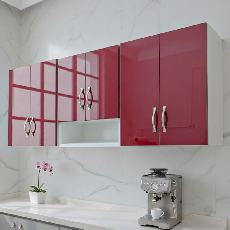 élements Cuisine avec Niche Ouverte - rouge High Gloss