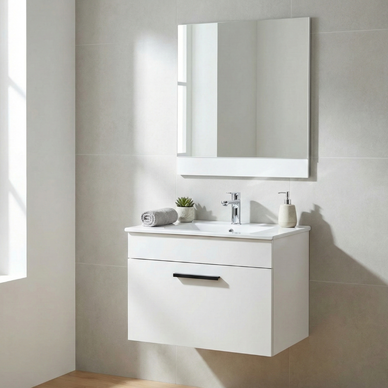 Ensemble de Salle de Bain Suspendu Element, Vasque & Miroir 60cm