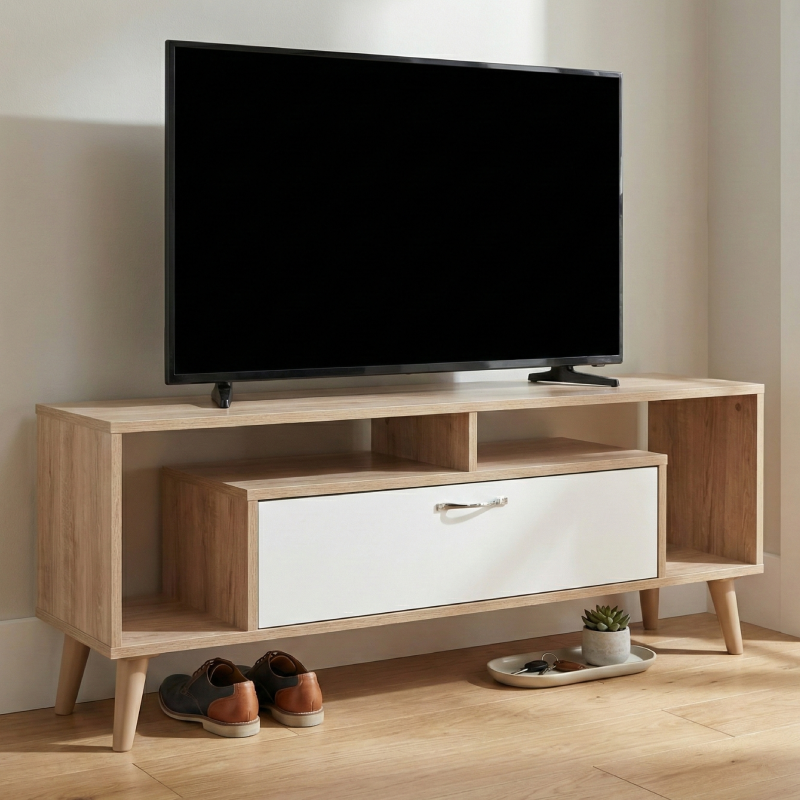 Meuble TV Moderne avec Rangements Mixtes L2