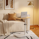 Table d'Appoint Réglable - Style Scandinave Bois et Blanc