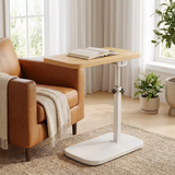Table d'Appoint Réglable - Style Scandinave Bois et Blanc