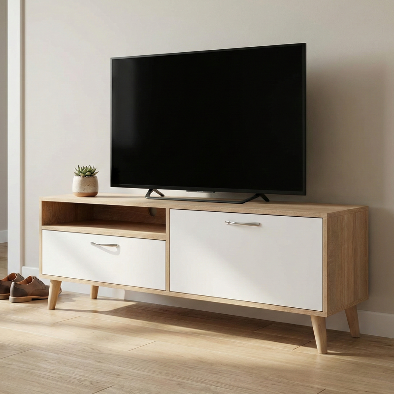 Meuble TV Moderne avec Rangements Mixtes L4